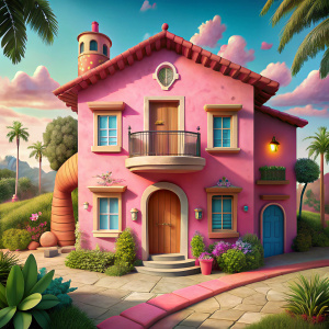Exterior, casa, Pantera Cor-de-Rosa. 