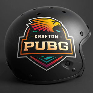 Krafton's PUBG logo showcased on a sleek, glossy black background.