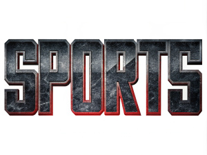 Sports word with black texture on white background