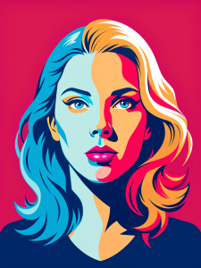 scarlett johansson blonde hair portrait, pop art, symmetrical