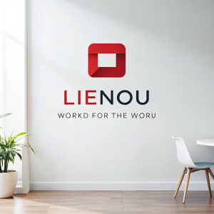  lienou logo desıgn yazı renk kırmızı simge L harf minimalist