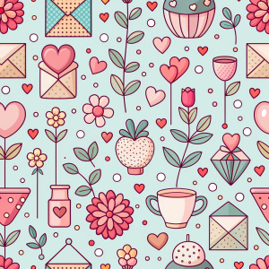 alentine day minimalist doodles seamless pattern tiles