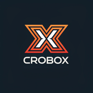 Croxbox logo featuring an abstract 'X'. Modern geometric style, bold and dynamic design. Dark background highlights the innovative and contemporary look.