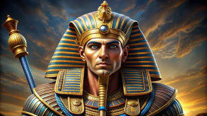 Ramses II of ancient Egypt in ancient armor.

