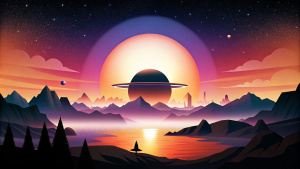 beatiful sunset in the year of 2122