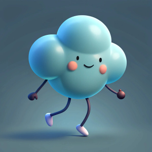 walking cloudy smiling emoji
