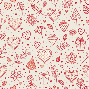 valentine day minimalist doodles for seamless pattern tile, light background