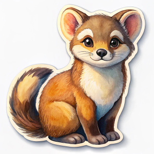 cute animal stickers, a cute sable
in sticker style. No shadow, no distortion. The background is completely white.