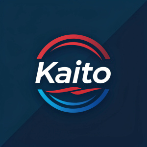 Kaito's sleek logo design, featuring bold red and blue colors, modern font, and a minimalist icon. The brand name takes center stage, creating a clear and recognizable logo.