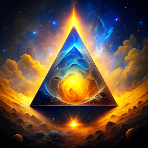 Perfect triangle, with texture of the inner universe inside the triangle