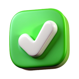 white success mark on green background icon