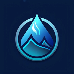 logo for water brand, water drop and mountain
