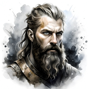 Nordic ragnar - perfect realistic art, high-definition grey and black, white background tattoo design