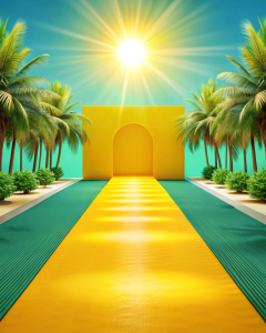 bright summer background for product with runway  