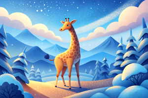 giraffe in winter background