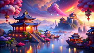 sea, background for the game, Chinese new year, wooden dragon