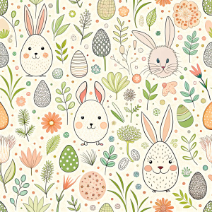 easter minimalist doodles seamless pattern tile, white ground