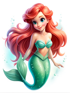 cute beauty ariel, transparent, white background
