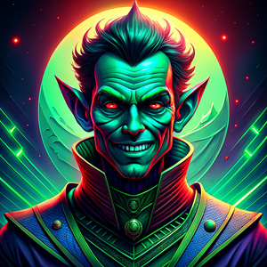 a green smiling devil, comic effect, dynamic and aesthetic, 3D color effects, edgy and modern ((Comic-Style)), trending on artstation, isolated