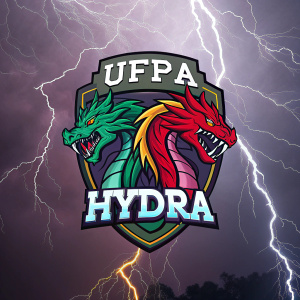 The Hydra logo for UFPA athletics, featuring dragons in vibrant hues. Dramatic and fierce, the dragons embody strength and ferocity.