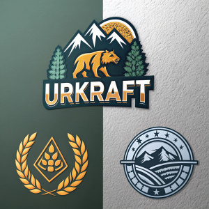 Creative branding concepts for 'Urkraft'. Modern logo designs showcasing bold and unique typography styles.