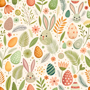 easter minimalist doodles seamless pattern tile, white ground