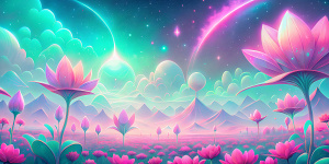 floral fuchsia pattern on the sky in soft pastel colors