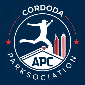 The APC Cordoba Parkour Association logo showcases a sleek, leaping figure bursting with motion. A symbol of dynamic agility and modern design.