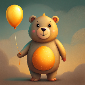 cute bear holding a balloon