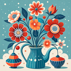 Flowers seamless pattern in the style of Dutch still lifes of the 17th century