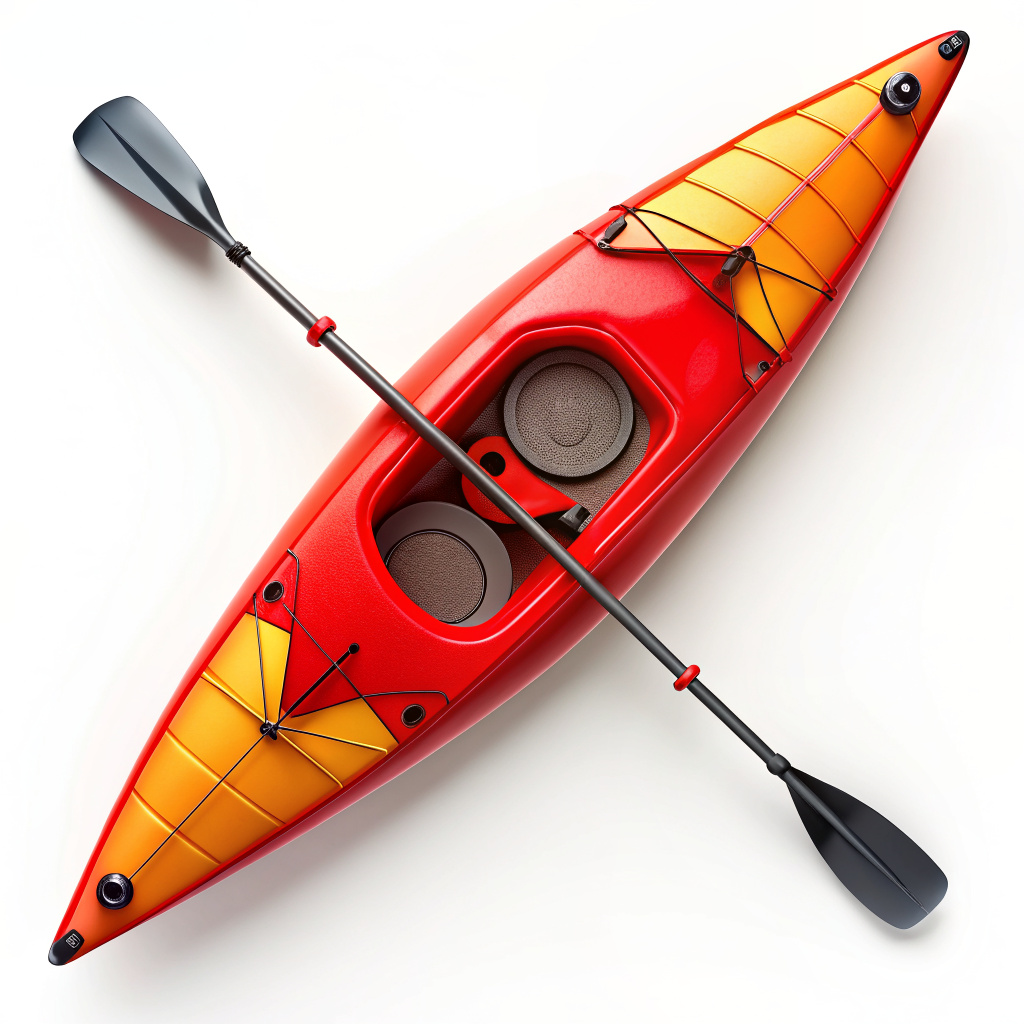 kayak on a white background top view with paddles
