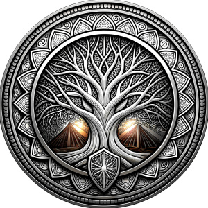 Nordic Mimir - Guard the Source of Tree Yggdrasilr high-definition design grey and black, realistic tattoo design, white background