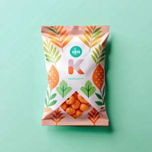 A beautifully designed, eco-friendly snack packaging boasts a sleek and ...