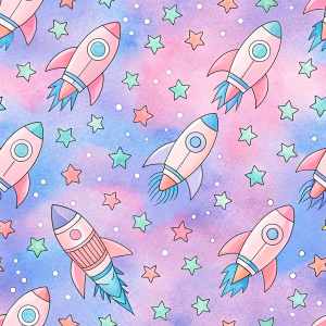 a simple pattern with rockets, boho, pastel, low contrast, flat colour background