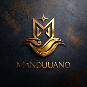 Create a logo with the word "MANDUJJANO" that has elegance and colors such as gold, black and silver.

