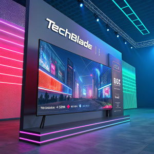 Techblade PH's vibrant digital landscape, filled with visuals and videos. A blend of contemporary colors lighting up the screen.