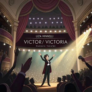 Liza Minnelli, surrounded by applause and admiration from a cheering crowd, opening night of 'Victor/Victoria' at the Marquis Theatre.