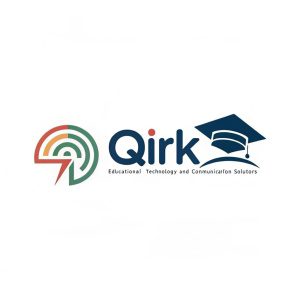 Logo for Qirk, an innovative company dedicated to educational technology and communication solutions. The logo showcases a sleek, contemporary font with detailed context text beneath.