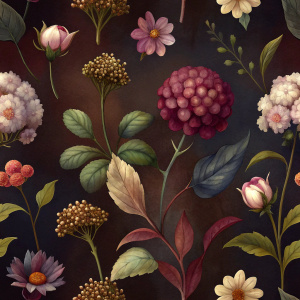 DARK BROWN  background botanic  , watercolor VINTAGE 
 image with dark brown   background , brown  VIBURNUM  , CRASPEDIA ,  ,anemone ,hollyhock ,CORTADERIA ,BRASSICA,DAUCUS ,snapdragon,celosla,gladiolus,vinca , achillea   ,astrantia ,LATHYRUS,  achillea, physalis , watercolor, dark brown  background FOR WRAPPING PAPER VINTAGE 
