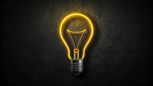 monochromatic light bulb background black and yellow line drawing