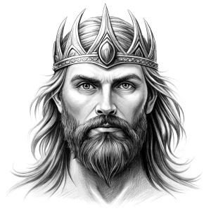 Nordic Surt - Ruler of Muspellsheim - perfect realistic art, high-definition grey and black, white background tattoo design