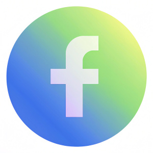 "Create a minimalist round PNG icon for Facebook. The icon should feature the classic Facebook 'f' symbol. Use soft, muted colors with shades of blue to maintain brand recognition while adding a calming effect."