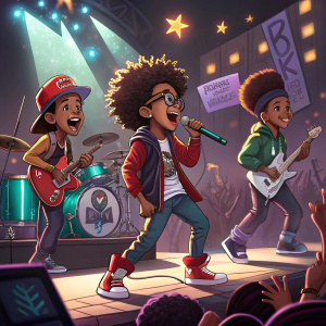Roc Royal, Princeton, Prodigy, and Ray Ray, from Mindless Behavior, performing on stage at a concert.