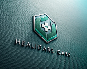 the logo with the inscription of the company about healthcare in the style of modernism