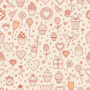 valentine day minimalist doodles for seamless pattern tile, light background