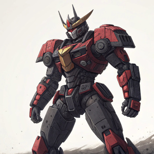 Digital art of Tengen Toppa Gurren Lagann. Dark and gritty, dynamic pose, intricate details, plain background.