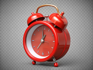 3d Alarm Clock red isolated on transparent background
