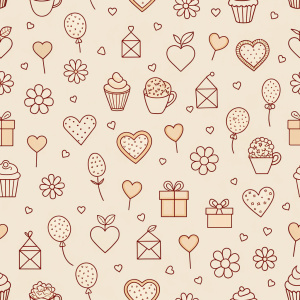 valentine day minimalist doodles for seamless pattern tile, light background