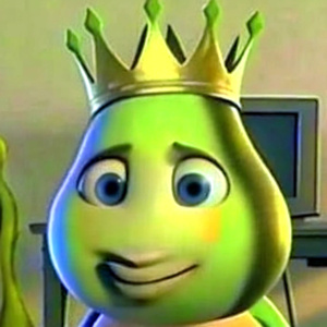 Put a crown on the head of the pear in the picture I gave as an example, do not make any other changes.