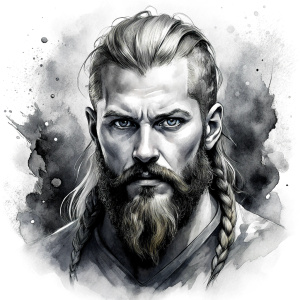 viking ragnar perfect realistic art, high-definition, high-definition grey and black, white background 